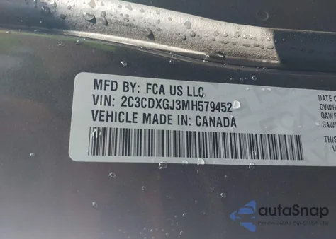 2021 Dodge Charger Scat Pack z USA, uszkodzony, nr VIN 2C3CDXGJ3MH579452